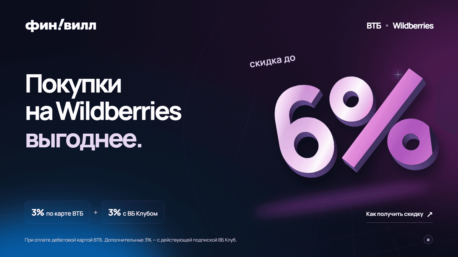 Скидка до 6% на Wildberries: 3% по карте ВТБ и ещё 3% с ВБ Клубом